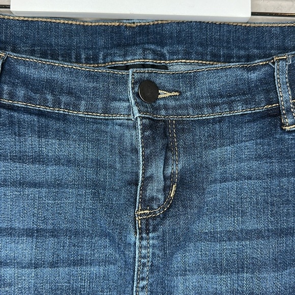 led Luxe Essentials Denim Maternity Skirt Stretch Side Panel Raw Hem Size Large - Picture 5 of 14